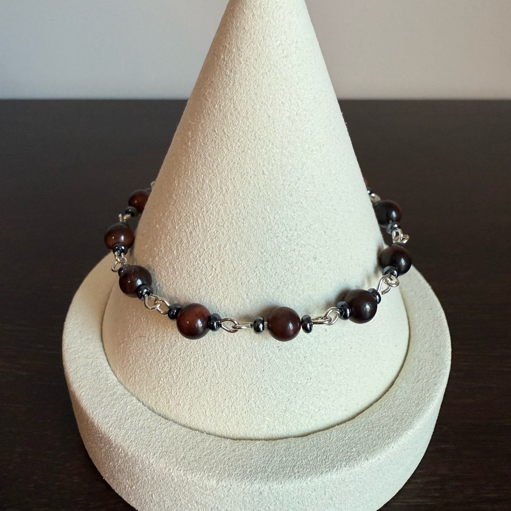 Dark Brown Glass Beaded Bracelet NWT Handmade